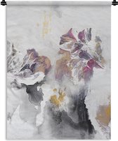 Wandkleed - Wanddoek - Verf - Kleuren - Wit - Abstract- Goud - 120x160 cm - Wandtapijt