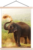 Posterhanger incl. Poster 40x53 cm - Schoolplaat - Olifant - Dieren - Bos - Bomen - Textielposter - Blanke latten