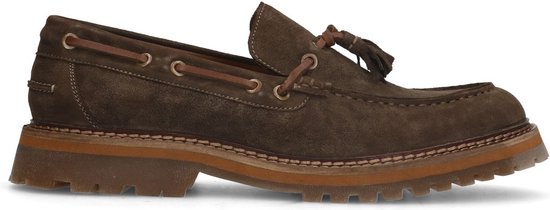Manfield - Heren - Bruine leren loafers - Maat 45