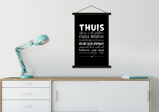 Porte-affiche avec affiche - Affiche scolaire - Maison - Citations - Coeur - 60x90 cm - Lattes noires