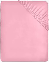 Hoeslaken 160 x 200 cm - Roze - Geborsteld polyester microvezel hoeslaken - 35 cm diepe zak