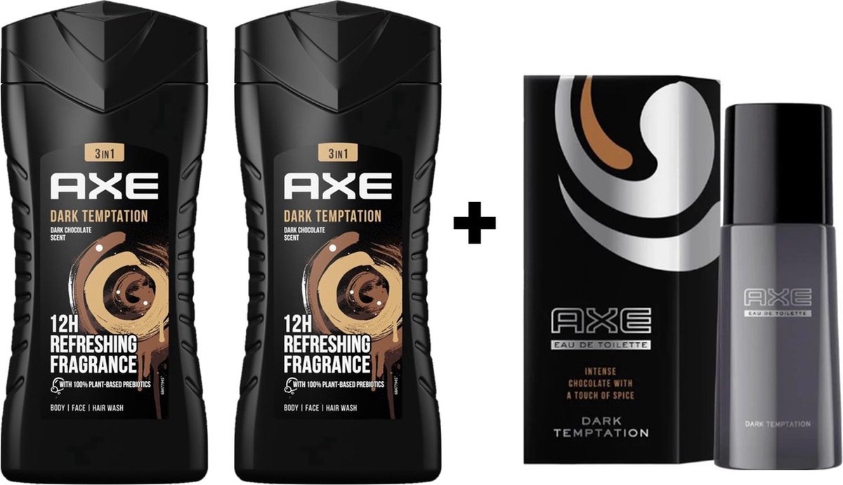 Axe Douchegel Dark Temptation 2 x 250 ml + Eau de Toilette Spray 50 ml