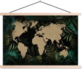 Affiche scolaire - Carte du Wereldkaart - Zwart - Plantes - 150x100 cm - Lattes vierges