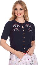 Banned - The Kissing Poodles Cardigan - S - Blauw