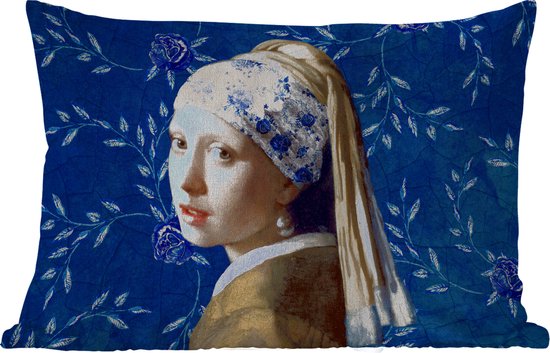 Buitenkussens - Meisje met de parel - Delfts blauw - Vermeer - Bloemen