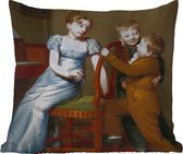 Sierkussen Buiten - Het gestoorde pianospel - Schilderij van Willem Bartel van der Kooi - 60x60 cm - Weerbestendig