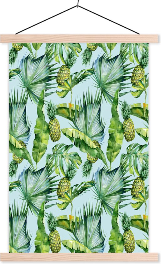 Porte-affiche avec affiche - Affiche scolaire - Feuilles - Ananas - Vintage - 60x90 cm - Lattes vierges