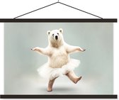 Schoolplaat - IJsbeer - Rok - Dieren - Wit - Portret - Muurdoek - 150x100 cm - Textielposter - Wanddecoratie