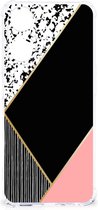 Smartphone hoesje Geschikt voor OPPO A58 | A78 5G TPU Silicone Hoesje met transparante rand Black Pink Shapes