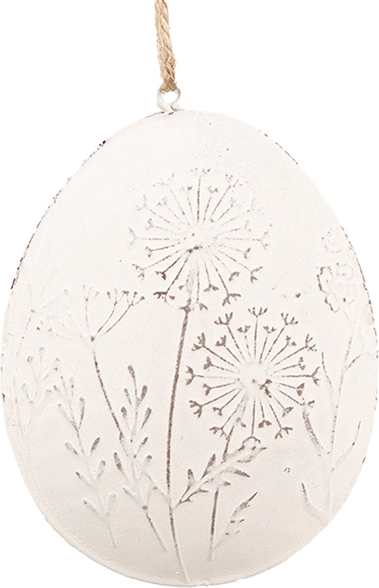 Clayre & Eef Paashanger Ei 8 cm Wit Metaal