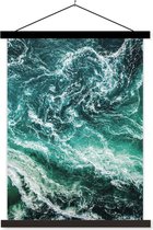 Porte-affiche avec affiche - Affiche scolaire - Océan - Water - Mer - Luxe - Vert - Turquoise - 40x53 cm - Lattes noires