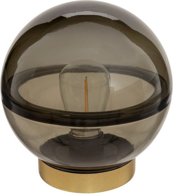 Led Tafellamp Bal – Smokey Grijs – Inclusief lamp – Ø16 x H16 cm (werkt op batterijen)
