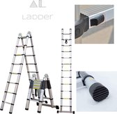 Bol.com AL Ladder Telescopische ladder 16 treden 2.5m+2.5m=5m Inklapbaar - Werkhoogte 5m Silver aanbieding