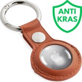 Étui anti-rayures Maxxions - Étui porte-clés adapté pour Apple AirTag - Pendentif en cuir véritable - Marron