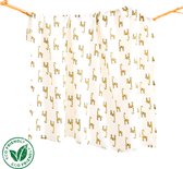 Duopack 2x BoefieBoef Giraffe klein Grote XL Hydrofiele Doek Baby - Duurzaam Eco Bamboe | Swaddle, Inbakerdoek, Hydrofiele Luier & Babydeken - Wit Geel