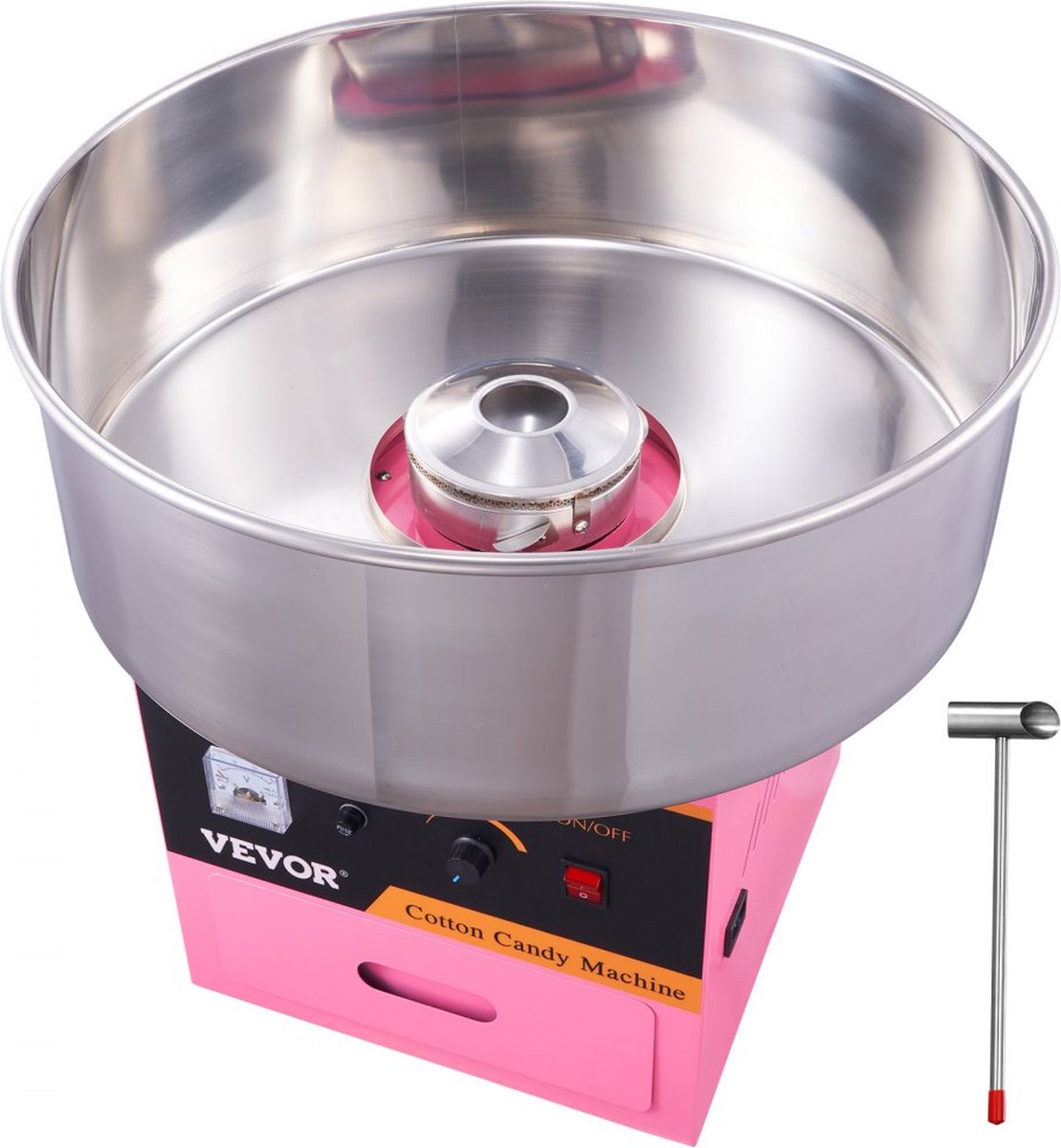 KESSER Cotton Candy Machine Set for Your Home with 30 x Cotton Candy Sticks and Measuring Spoons, Retro Cotton Candy Machine, Cotton Candy Machine with Accessories, Height 22 cm, 500 W, Pink/White