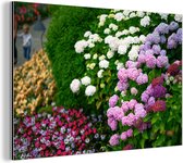 Wanddecoratie Metaal - Aluminium Schilderij Industrieel - Levendige hortensia bloemen - 30x20 cm - Dibond - Foto op aluminium - Industriële muurdecoratie - Voor de woonkamer/slaapkamer