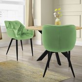 Lot de 2 chaises de salle à manger, revêtement en velours sauge avec pieds en métal, matériel de montage inclus ML- Design