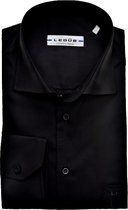 Ledub modern fit overhemd - mouwlengte 72 cm - zwart - Strijkvriendelijk - Boordmaat: 43