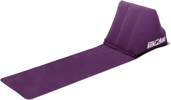Draagbaar ligbed met wigvormig nek/rugkussen; perfect voor kamperen en festivals; 3 kleuren naar keuze, violet