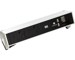 Bachmann - DESK2-2xUK (3.15 A), 1x USB-oplader en 1x stofzuiger - ALU Behuizing