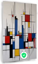 Skyline Piet Mondriaan stijl poster - Piet Mondriaan muurdecoratie - Wanddecoratie skyline - Poster vintage - Woonkamer posters - Decoratie muur - 50 x 70 cm