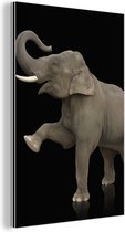 Wanddecoratie Metaal - Aluminium Schilderij Industrieel - Olifant - Dieren - Zwart - Portret - 20x30 cm - Dibond - Foto op aluminium - Industriële muurdecoratie - Voor de woonkamer/slaapkamer
