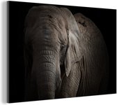 Wanddecoratie Metaal - Aluminium Schilderij Industrieel - Olifant - Portret - Dieren - Zwart - 60x40 cm - Dibond - Foto op aluminium - Industriële muurdecoratie - Voor de woonkamer/slaapkamer