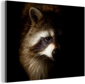 Wanddecoratie Metaal - Aluminium Schilderij Industrieel - Wasbeer - Wilde dieren - Zwart - 80x60 cm - Dibond - Foto op aluminium - Industriële muurdecoratie - Voor de woonkamer/slaapkamer