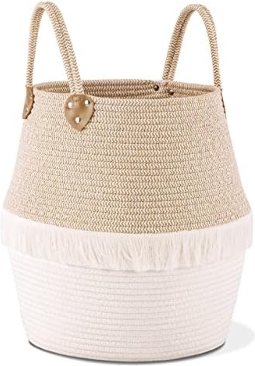 Goedkoopste Wasmand Riet - Wasmand Gevlochten - Bruin - Wit