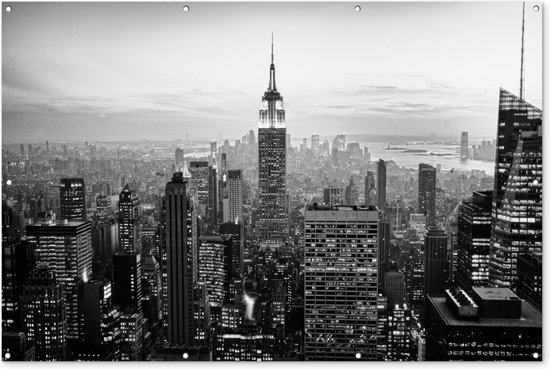 Muurdecoratie New York City zwart-wit fotoprint - 180x120 cm - Tuinposter - Tuindoek - Buitenposter