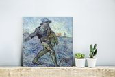 Wanddecoratie Metaal - Aluminium Schilderij Industrieel - De zaaier (naar Millet) - Vincent van Gogh - 20x20 cm - Dibond - Foto op aluminium - Industriële muurdecoratie - Voor de woonkamer/slaapkamer