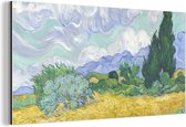 Wanddecoratie Metaal - Aluminium Schilderij Industrieel - Korenveld met cipressen - Vincent van Gogh - 40x20 cm - Dibond - Foto op aluminium - Industriële muurdecoratie - Voor de woonkamer/slaapkamer