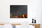 Wanddecoratie Metaal - Aluminium Schilderij Industrieel - Kruiden - Eten - Specerijen - Zwart - Paprika - Kaneel - 80x60 cm - Dibond - Foto op aluminium - Industriële muurdecoratie - Voor de woonkamer/slaapkamer