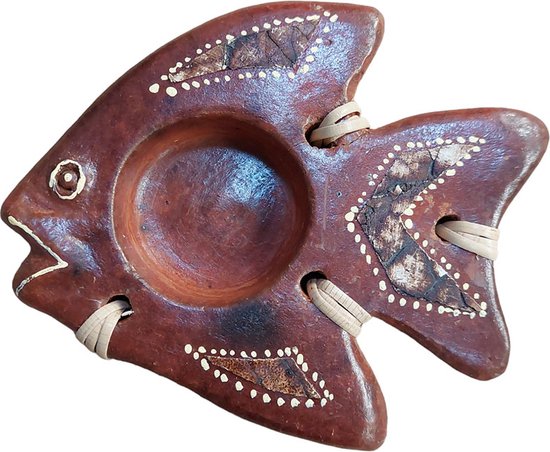 Floz Design waxinelichtjeshouder terracotta - beeld vis - huwelijksgeschenk - terracotta accessoire natuurlijk interieur - fairtrade