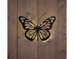 Anna's Collection Solar wandlamp - vlinder - 25 x 35 cm - metaal - tuinverlichting - Wanddecoratie