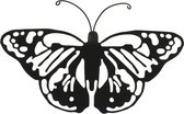 Decoris tuin/schutting decoratie vlinder - metaal - zwart - 36 x 25 cm