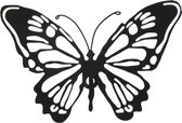 Decoris tuin/schutting decoratie vlinder - metaal - zwart - 37 x 24 cm