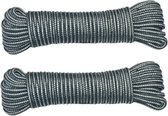 AMIG Paracord touw - 2x - 10 meter - D4mm - 100kg - PP/PE - legergroen/wit