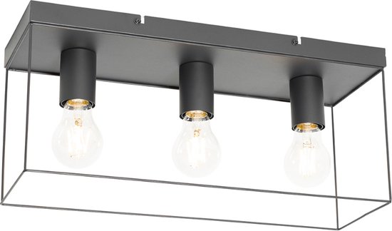 QAZQA kodi - Moderne Plafondlamp - 3 lichts - L 45 - Zwart - Woonkamer | Slaapkamer | Keuken