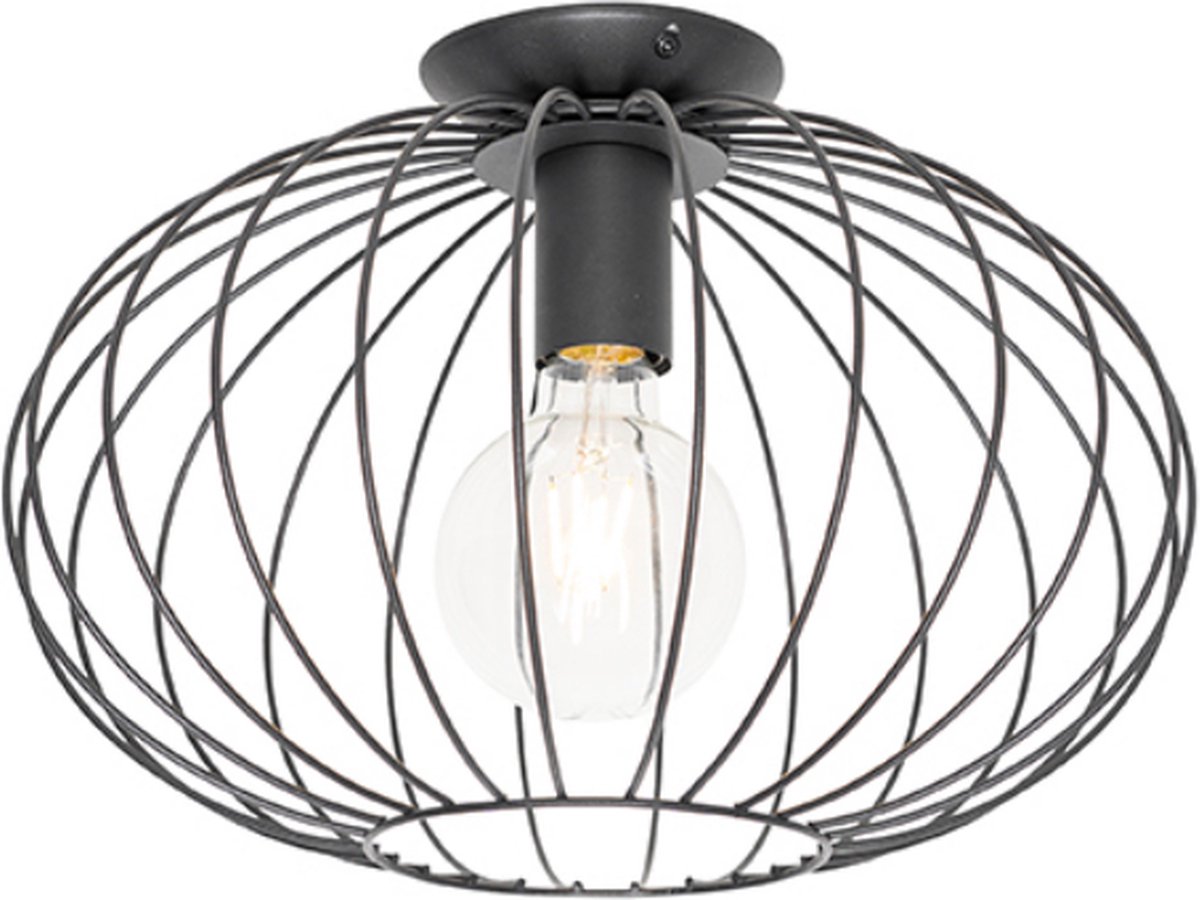 QAZQA margarita - Design Hanglamp - 1 lichts - Ø 36 cm - Zwart - Woonkamer | Slaapkamer | Keuken - QAZQA