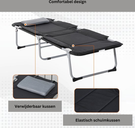 Veldbed - Kampeerbed - Logeerbed - Vouwbed - Campingbedje - Stretcher - 183 x 66 x 33 cm van Eurotrail — afbeelding 2