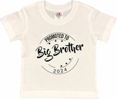 Shirt Aankondiging zwangerschap Promoted to Big Brother 2024 | korte mouw | Wit/zwart | maat 98/104 zwangerschap aankondiging bekendmaking Baby big bro brother