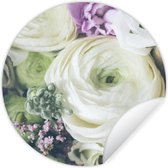 WallCircle - Muurstickers - Behangcirkel - Bloemen - Rozen - Natuur - 80x80 cm - Muurcirkel - Zelfklevend - Ronde Behangsticker