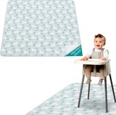 Tapis de mess pour bébé imperméable et antidérapant Navarias - Tapis pour sous la chaise haute - 110 x 110 cm - Tapis de pique-nique, tapis de jeu pour bébé et tapis de bricolage - Imprimé alpaga