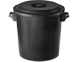 Buitenprullenbak - 50 liter - Afvalbak buiten - Afvalton met deksel - Vuilnisbak - Afvalemmer - Zwart