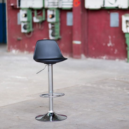 Tabouret de bar Essence Fuerta - Assise noire - Base chromée - Ajustable