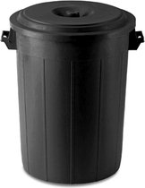 Buitenprullenbak - Afvalbak buiten - Afvalton met deksel - 70 Liter - Zwart