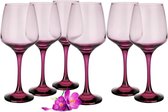 Krosno Wijnglas, 0,36 liter, rode wijn, wijnglazen, 6-delige set, glazen voor rode wijn, rode wijn, rode wijnglazen, witte wijnglazen, wijnglazen, kelk, glas, vaatwasserbestendig, robijnrood,