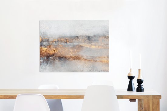 Décoration murale Métal - Aluminium Peinture Industrielle - Brume - Or - Abstrait - 80x60 cm - Dibond - Photo sur aluminium - Décoration murale industrielle - Pour le salon / chambre